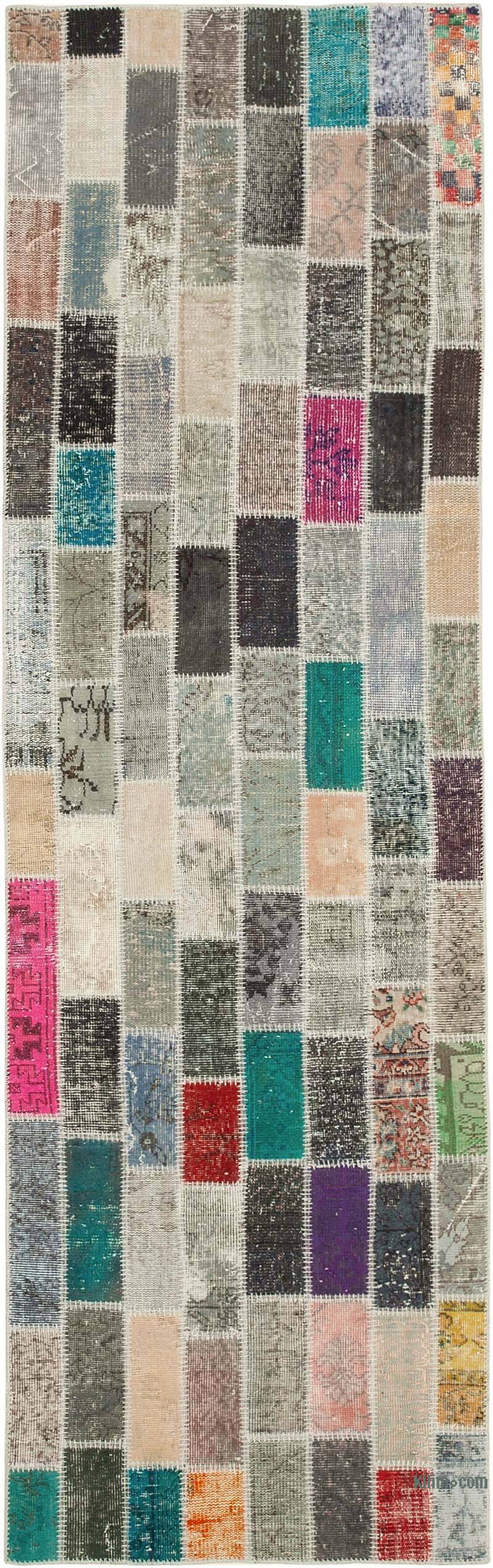 Çok Renkli Boyalı Patchwork Halı - 95 cm x 307 cm - K0054027