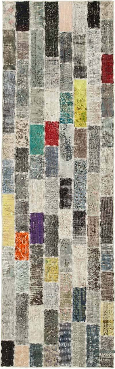 Çok Renkli Boyalı Patchwork Halı - 94 cm x 303 cm