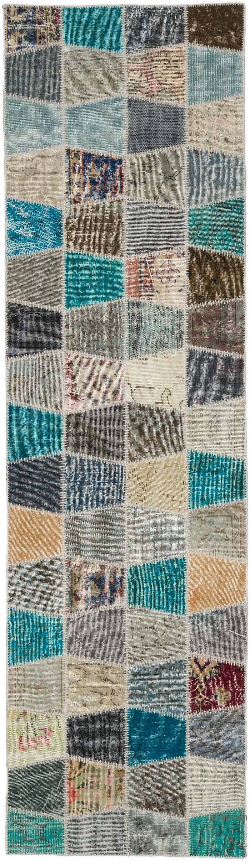 Çok Renkli Boyalı Patchwork Halı - 87 cm x 309 cm - K0054030