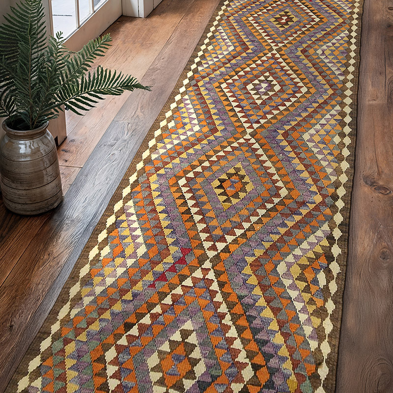 Alfombra Kilim Tribal Vintage - 95 cm x 352 cm - K0054038