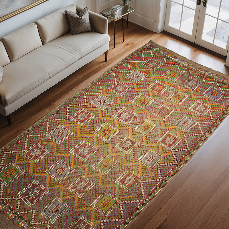 Alfombra Vintage Konya 'Zili' Kilim - 196 cm x 363 cm - K0054058