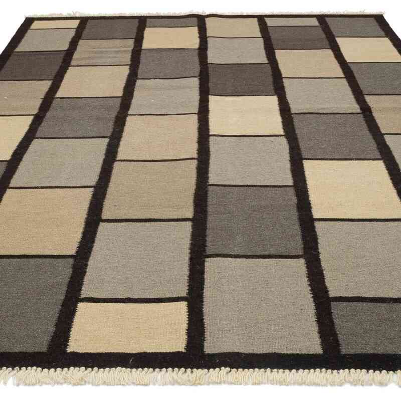 Brown New Handwoven Turkish Kilim Rug - 6' 1" x 8' 6" (73" x 102") - K0054070