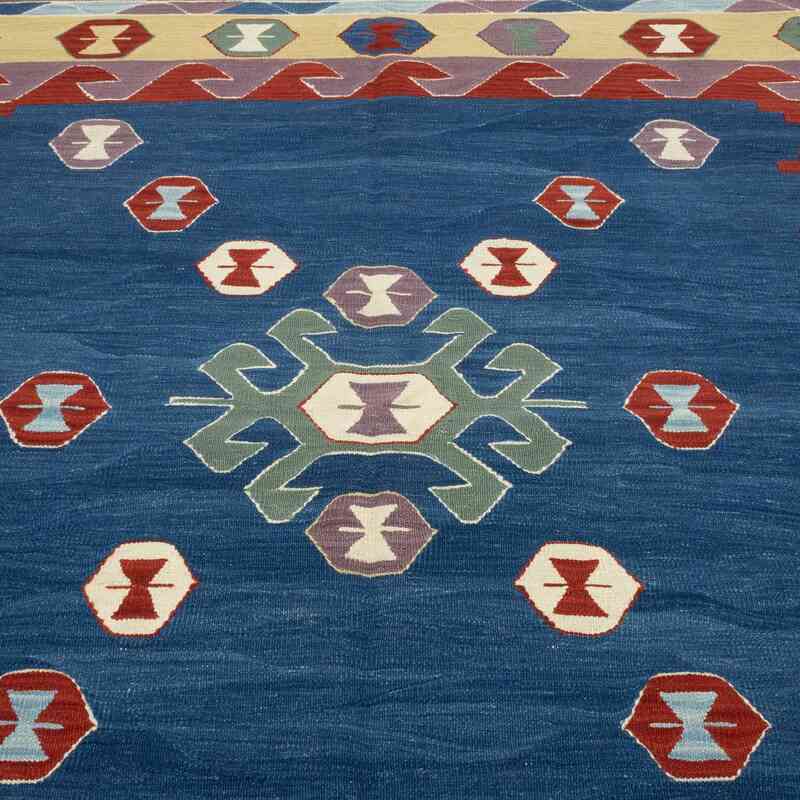 Blue New Handwoven Turkish Kilim Rug - 5' 10" x 7' 7" (70" x 91") - K0054071