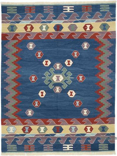 Blue New Handwoven Turkish Kilim Rug - 5' 10" x 7' 7" (70 in. x 91 in.)