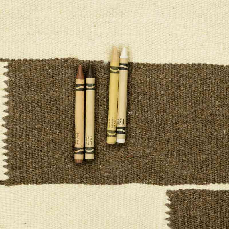 Beige, Marrón Nueva Alfombra Turca Kilim - K0054072