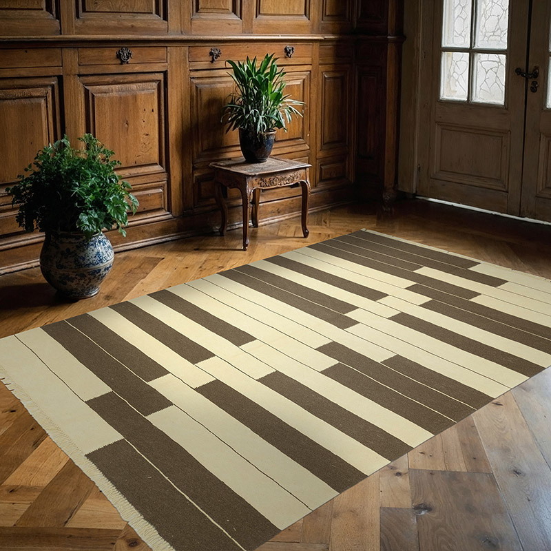 Bej, Kahverengi Yeni El Dokuma Kilim - K0054072