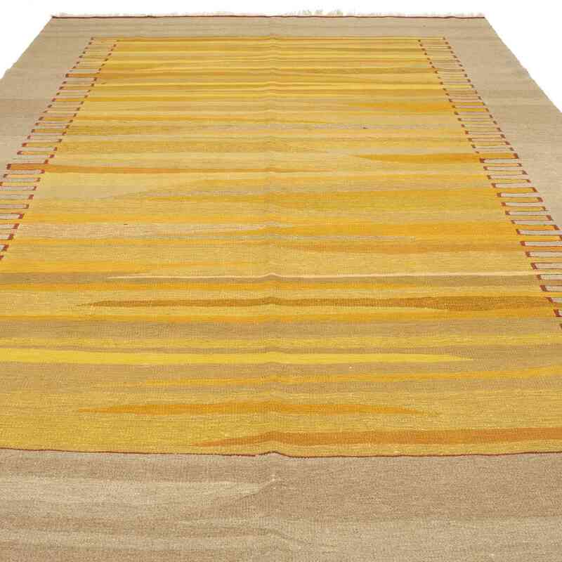 Amarillo Nueva Alfombra Turca Kilim - K0054075