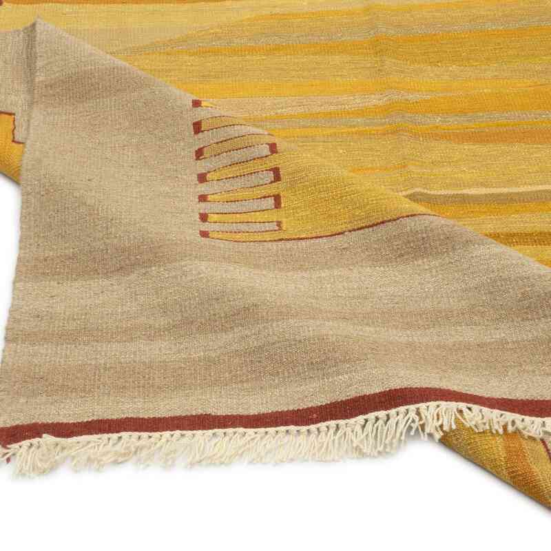 Amarillo Nueva Alfombra Turca Kilim - K0054075