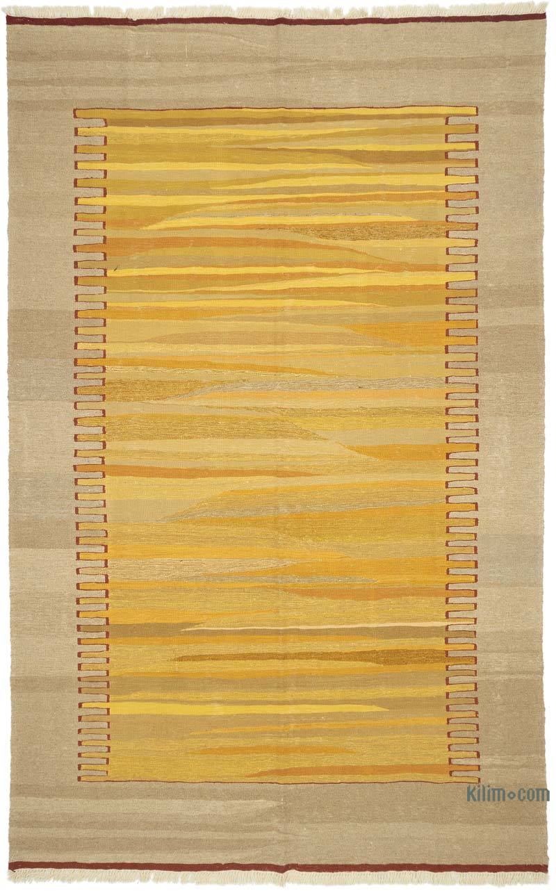 Amarillo Nueva Alfombra Turca Kilim - K0054075