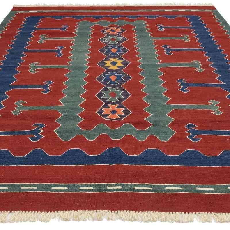 Rojo Nueva Alfombra Turca Kilim - 190 cm x 251 cm - K0054077