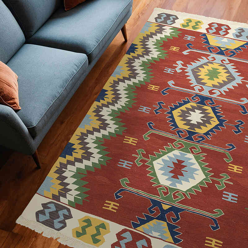 Çok Renkli Yeni Kök Boya El Dokuma Kilim - 182 cm x 251 cm - K0054079