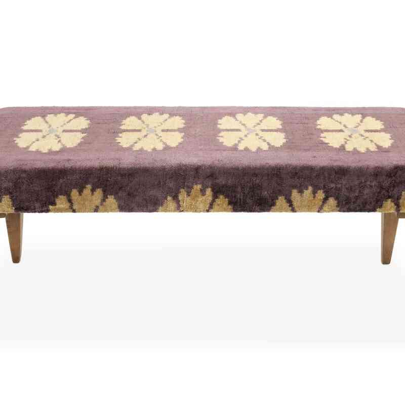Bench Upholstered with Silk Velvet Ikat Fabric - K0054125