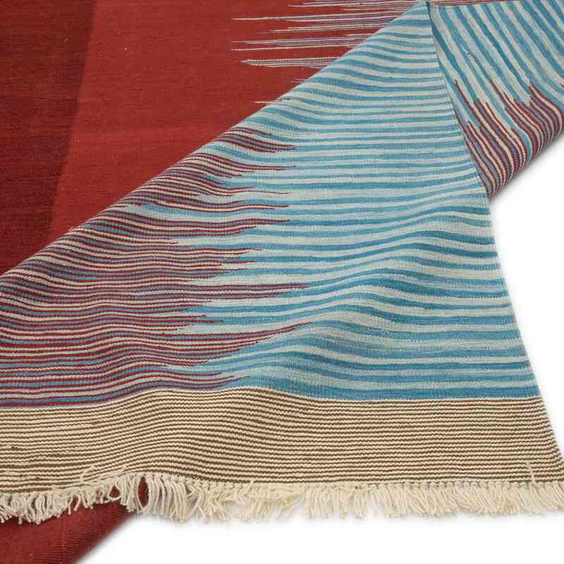 Red, Blue New Handwoven Turkish Kilim Rug - 9' 11" x 13' 4" (119 in. x 160 in.) - K0054127