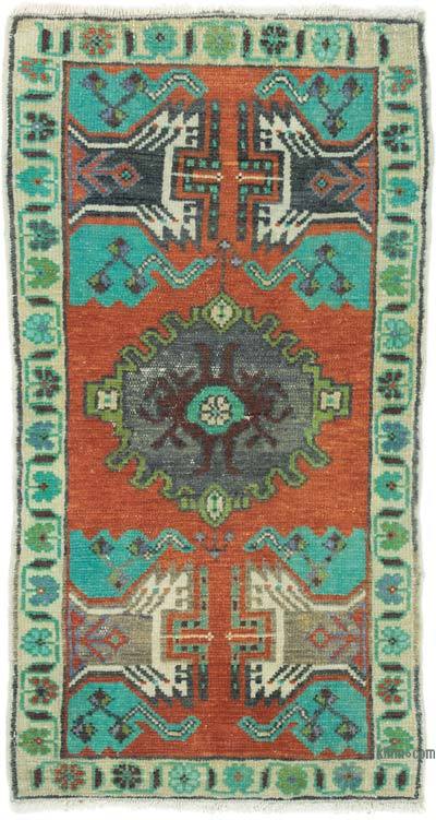 El Dokuma Vintage Halı - 48 cm x 91 cm