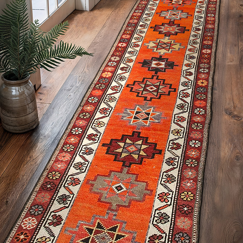 Alfombra Vintage de pasillo - 90 cm x 382 cm - K0054330