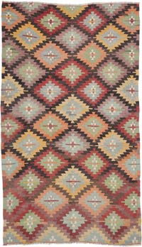 Vintage Afyon Kilim Rug - 5' 6" x 9' 11" (66" x 119")
