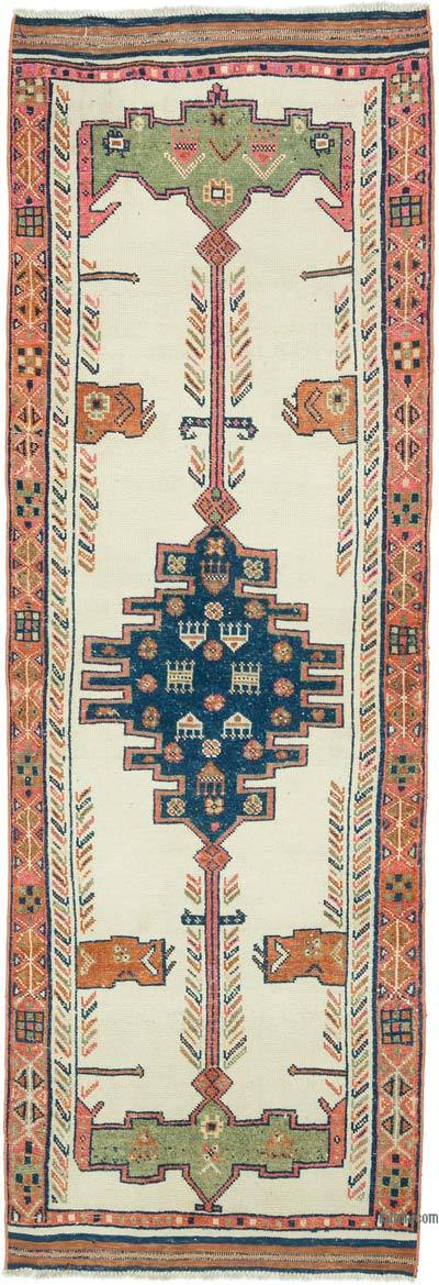 复古土耳其地毯- 3英尺8英寸x11英尺2英寸(44英寸)。x 134。)
