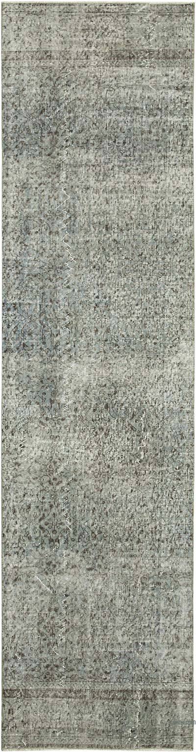 Blue Over-dyed Turkish Vintage Runner Rug - 2' 7" x 9' 10" (31 in. x 118 in.)