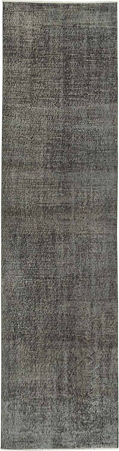 Black Over-dyed Turkish Vintage Runner Rug - 2' 8" x 10' 1" (32 in. x 121 in.)