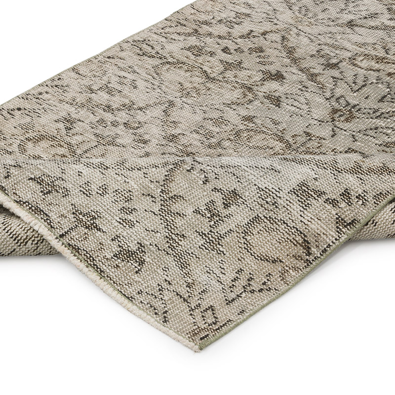 Bej Boyalı El Dokuma Vintage Halı Yolluk - 92 cm x 306 cm - K0054471