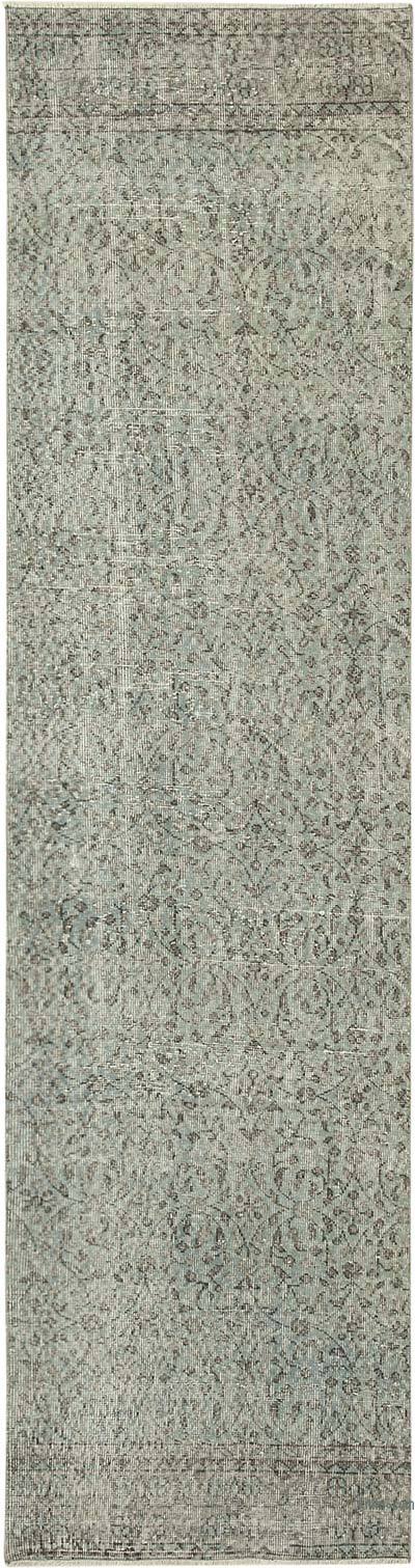 Lacivert Boyalı El Dokuma Vintage Halı Yolluk - 80 cm x 302 cm