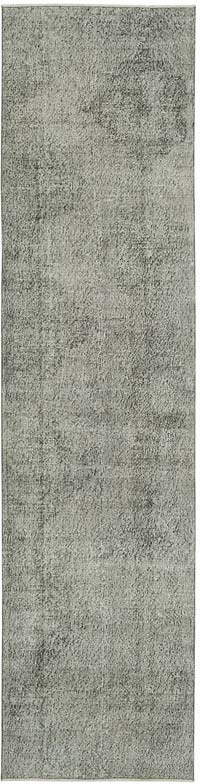 Gri Boyalı El Dokuma Vintage Halı Yolluk - 91 cm x 360 cm