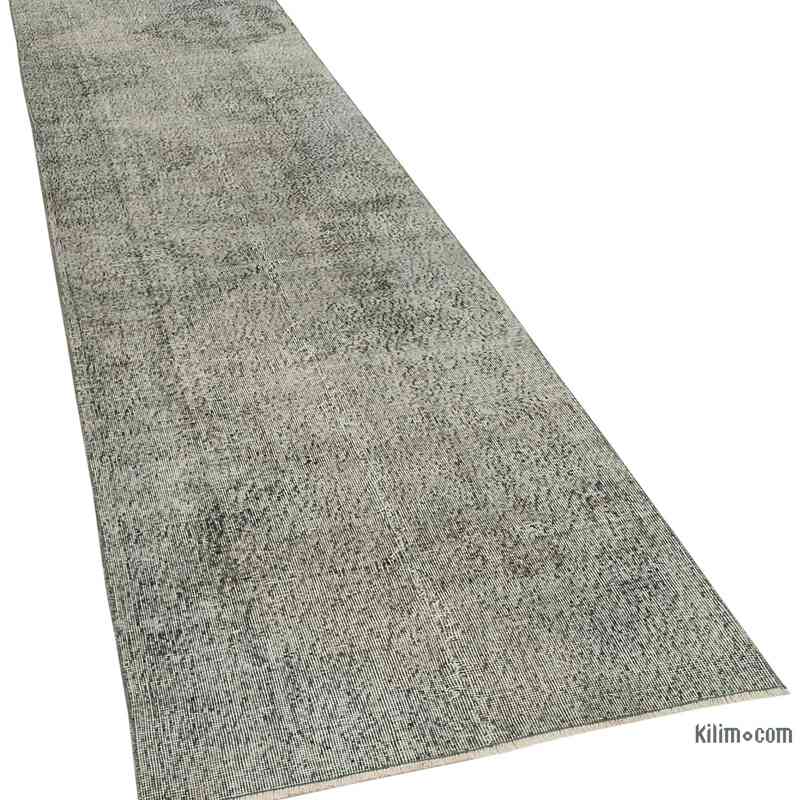 Gray Over-dyed Turkish Vintage Runner Rug - 3'  x 11' 10" (36" x 142") - K0054475