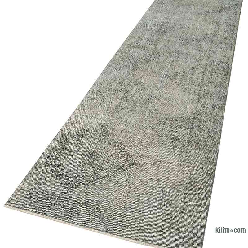 Gray Over-dyed Turkish Vintage Runner Rug - 3'  x 11' 10" (36" x 142") - K0054475