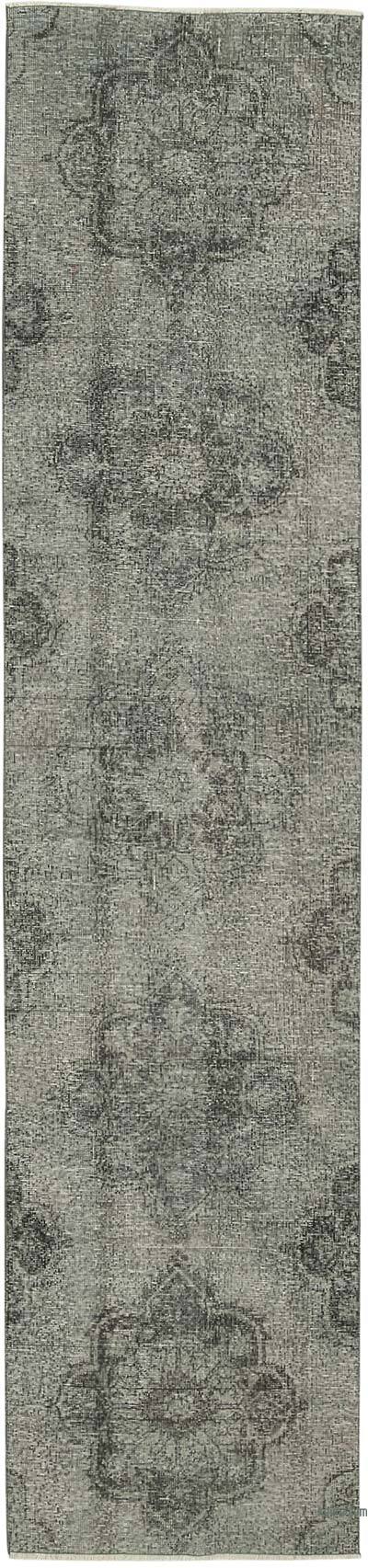 Grey Over-dyed Turkish Vintage Runner Rug - 2' 8" x 11' 4" (32 in. x 136 in.)