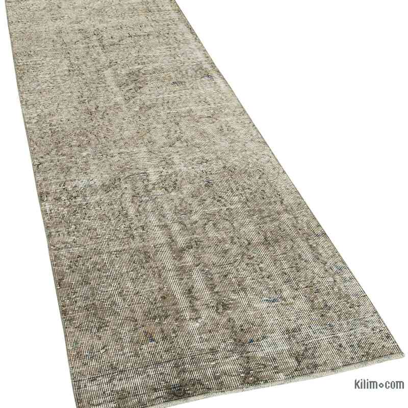 Bej Boyalı El Dokuma Vintage Halı Yolluk - 81 cm x 250 cm - K0054482