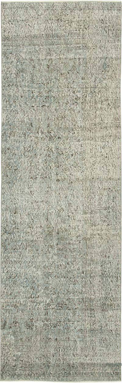 Lacivert Boyalı El Dokuma Vintage Halı Yolluk - 91 cm x 288 cm