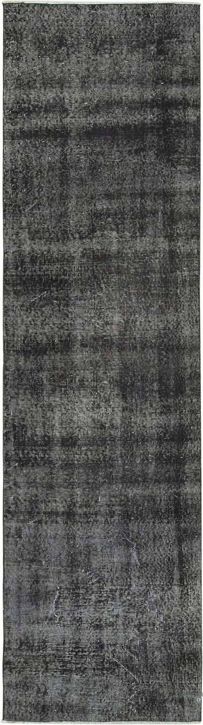 Siyah Boyalı El Dokuma Vintage Halı Yolluk - 80 cm x 290 cm