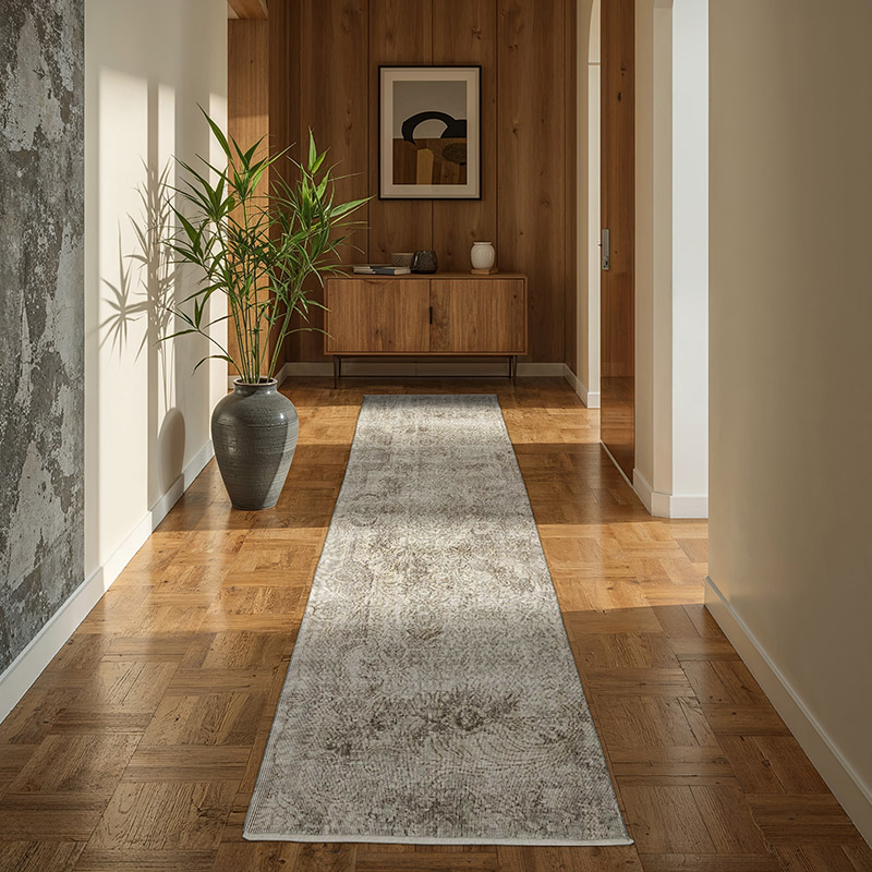 Gray Over-dyed Turkish Vintage Runner Rug - 3' 1" x 9' 9" (37" x 117") - K0054493