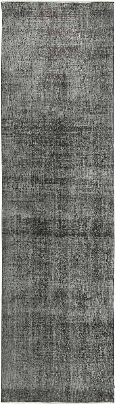 Gri Boyalı El Dokuma Vintage Halı Yolluk - 85 cm x 300 cm