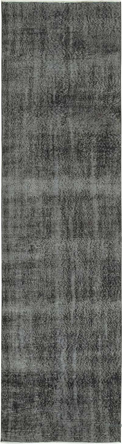 Black Over-dyed Turkish Vintage Runner Rug - 2' 10" x 10' 3" (34 in. x 123 in.)