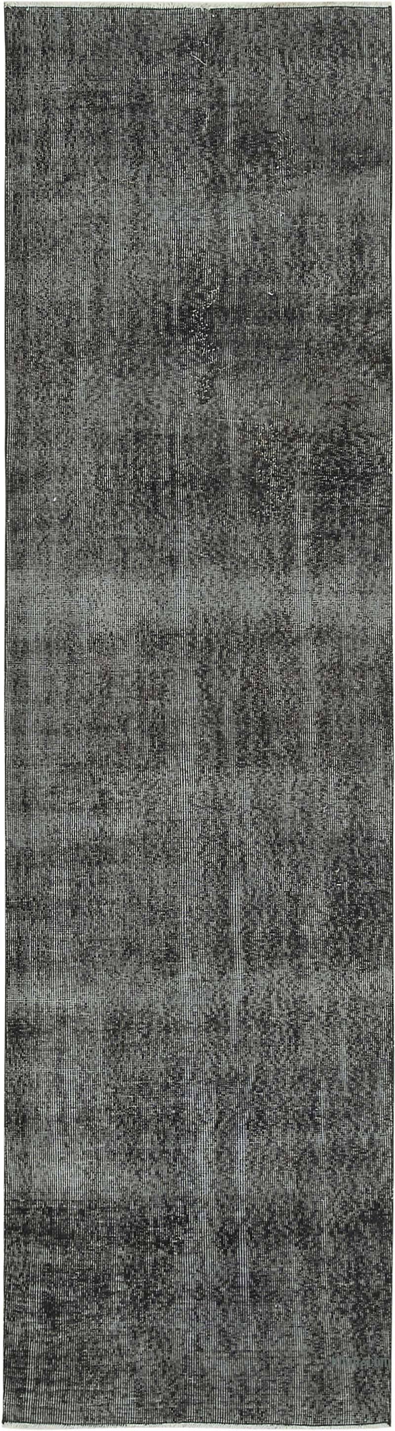 Siyah Boyalı El Dokuma Vintage Halı Yolluk - 86 cm x 313 cm - K0054498