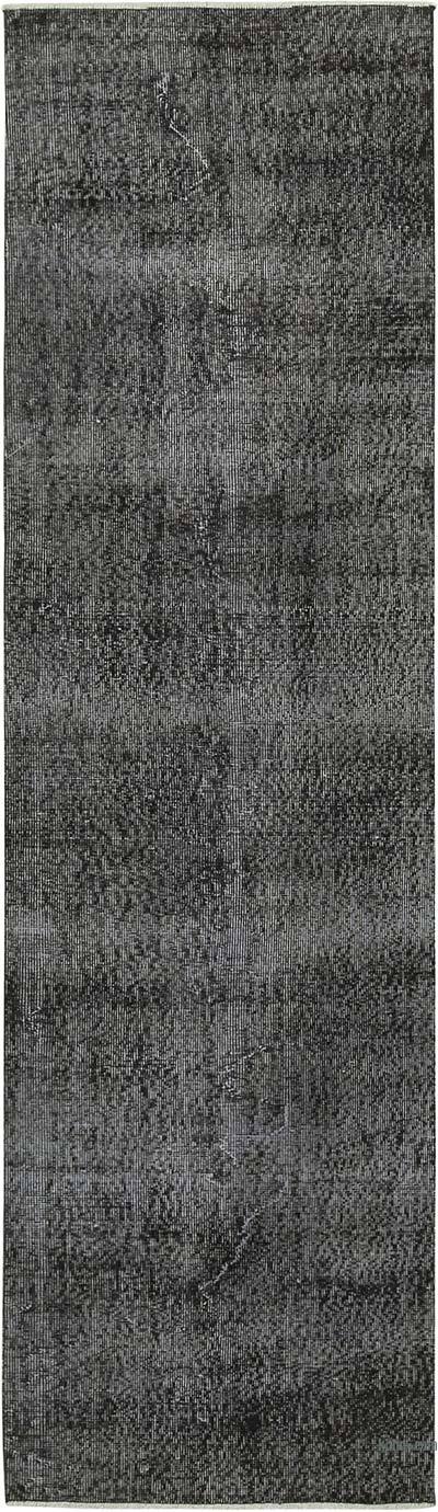 Black Over-dyed Turkish Vintage Runner Rug - 2' 7" x 9' 5" (31 in. x 113 in.)