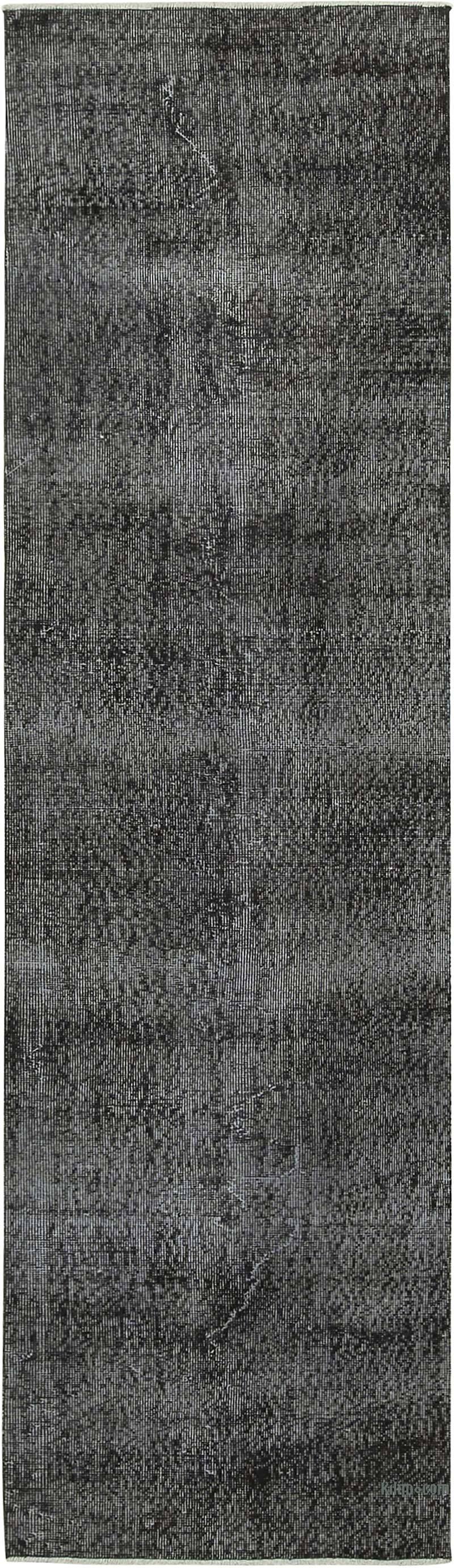 Siyah Boyalı El Dokuma Vintage Halı Yolluk - 80 cm x 287 cm - K0054500