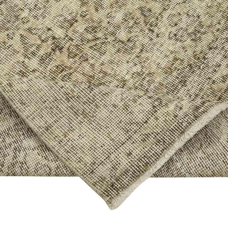 Beige Alfombra de Pasillo Turca Vintage Sobreteñida - 91 cm x 307 cm - K0054501