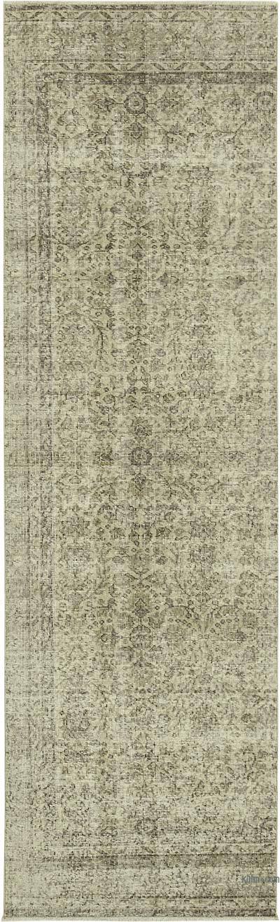 Bej Boyalı El Dokuma Vintage Halı Yolluk - 91 cm x 307 cm