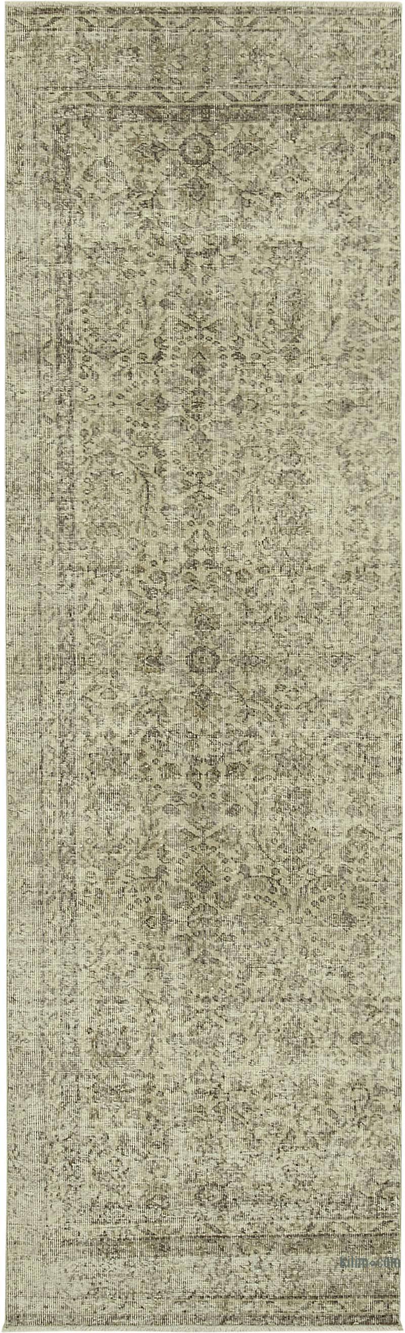 Beige Alfombra de Pasillo Turca Vintage Sobreteñida - 91 cm x 307 cm - K0054501