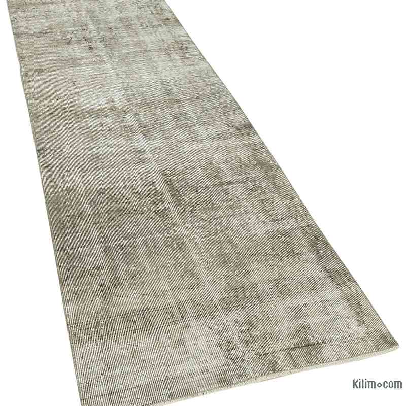 Gray Over-dyed Turkish Vintage Runner Rug - 2' 7" x 9' 7" (31" x 115") - K0054502