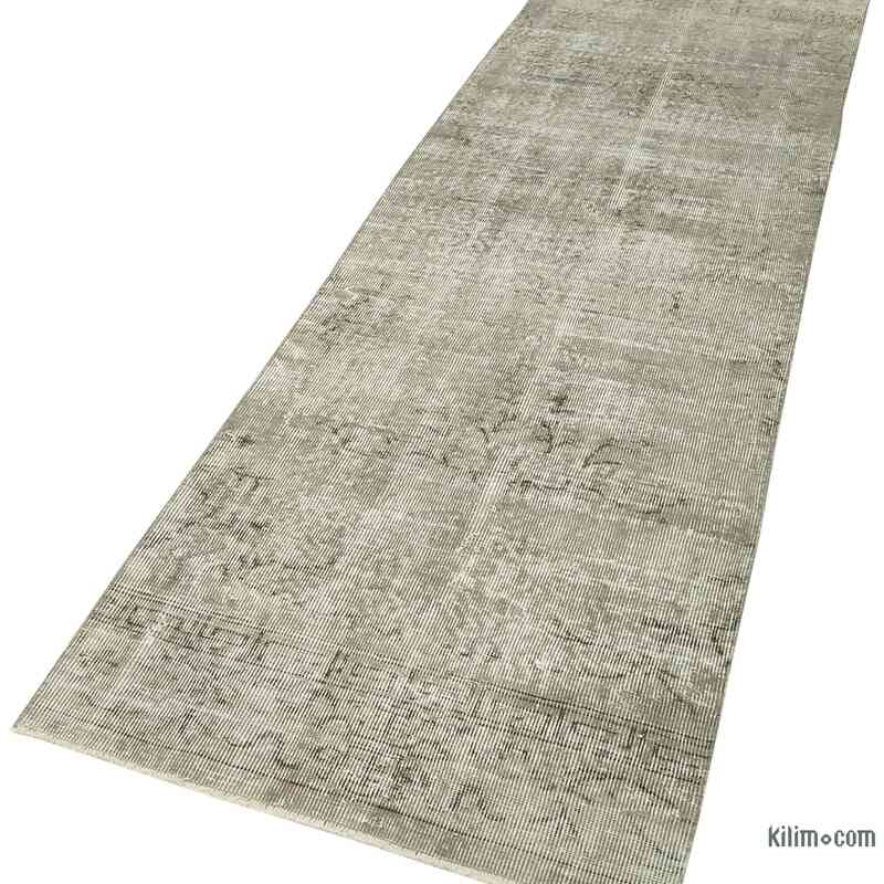Gray Over-dyed Turkish Vintage Runner Rug - 2' 7" x 9' 7" (31" x 115") - K0054502