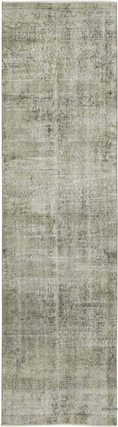 Gri Boyalı El Dokuma Vintage Halı Yolluk - 80 cm x 292 cm