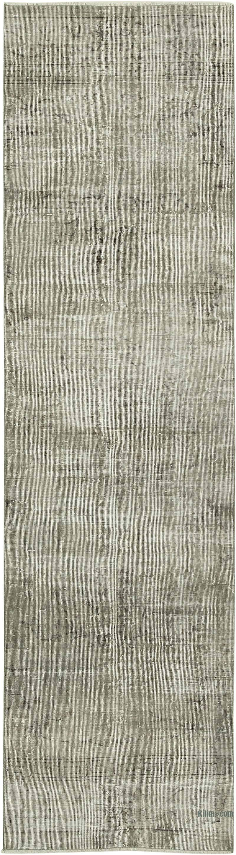 Gray Over-dyed Turkish Vintage Runner Rug - 2' 7" x 9' 7" (31" x 115") - K0054502