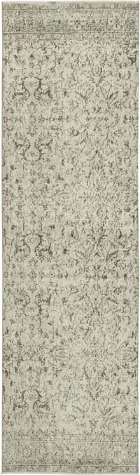 Bej Boyalı El Dokuma Vintage Halı Yolluk - 81 cm x 273 cm