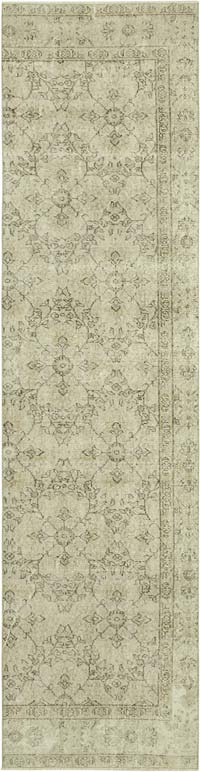Bej Boyalı El Dokuma Vintage Halı Yolluk - 85 cm x 332 cm