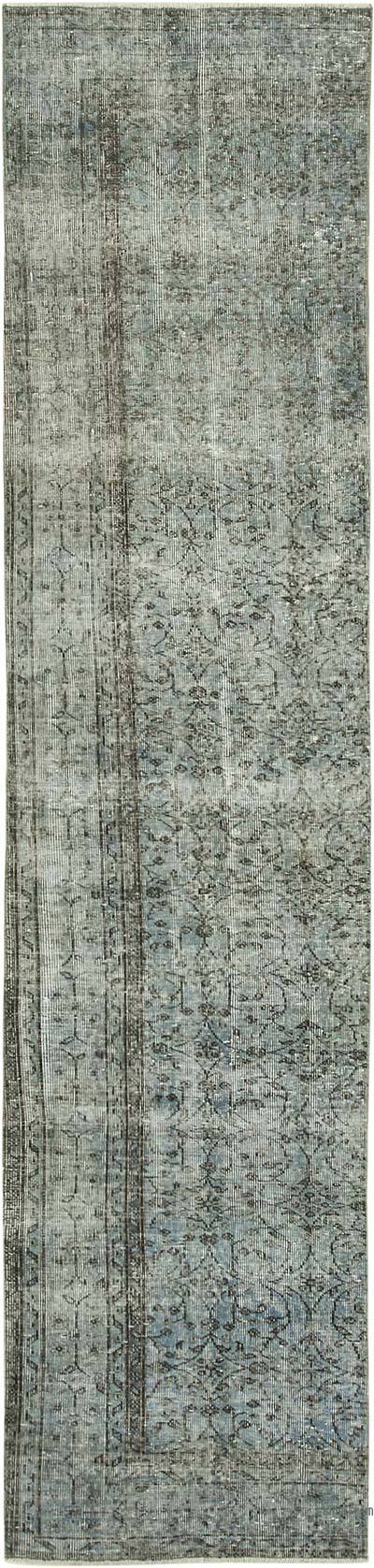 Lacivert Boyalı El Dokuma Vintage Halı Yolluk - 77 cm x 324 cm