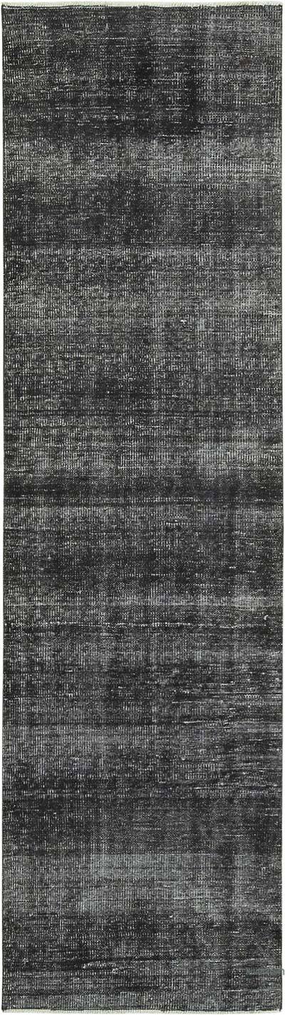 Siyah Boyalı El Dokuma Vintage Halı Yolluk - 81 cm x 295 cm