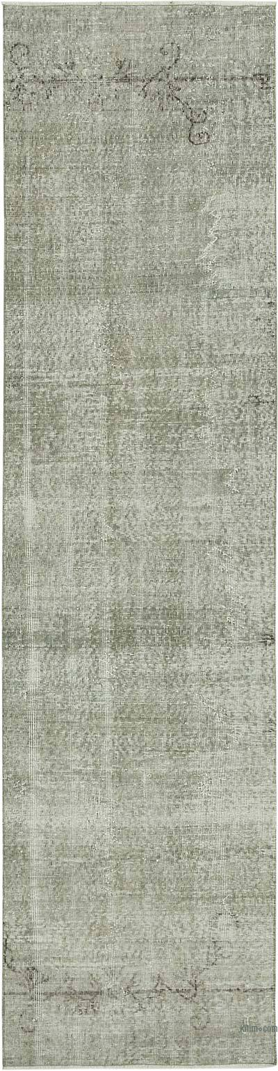Blue Over-dyed Turkish Vintage Runner Rug - 2' 8" x 10' 2" (32 in. x 122 in.)